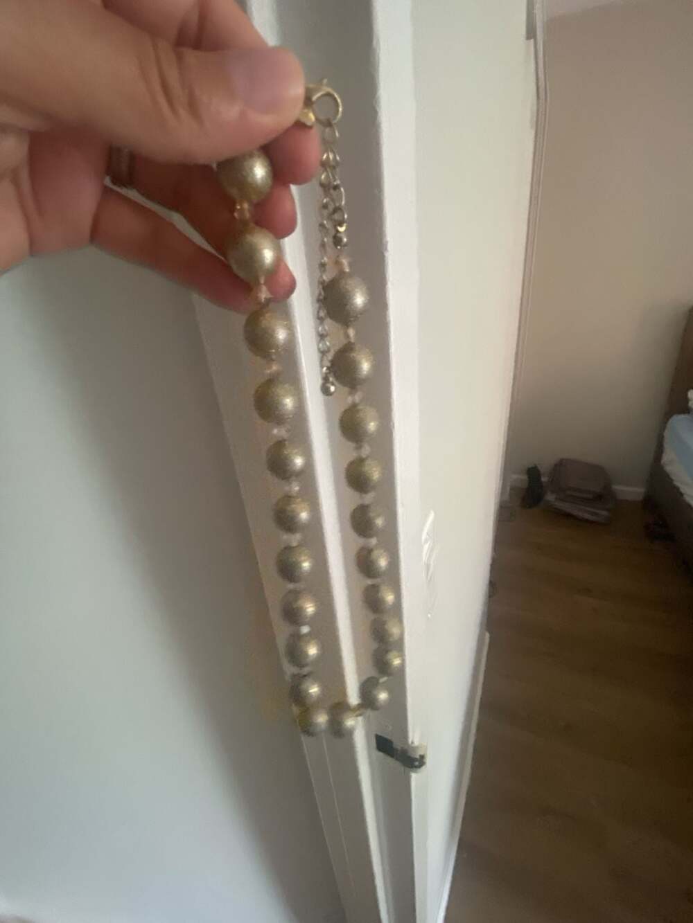 C Logo Gold-Tone Metallic Bead Statement Necklace - Picture 3 of 4